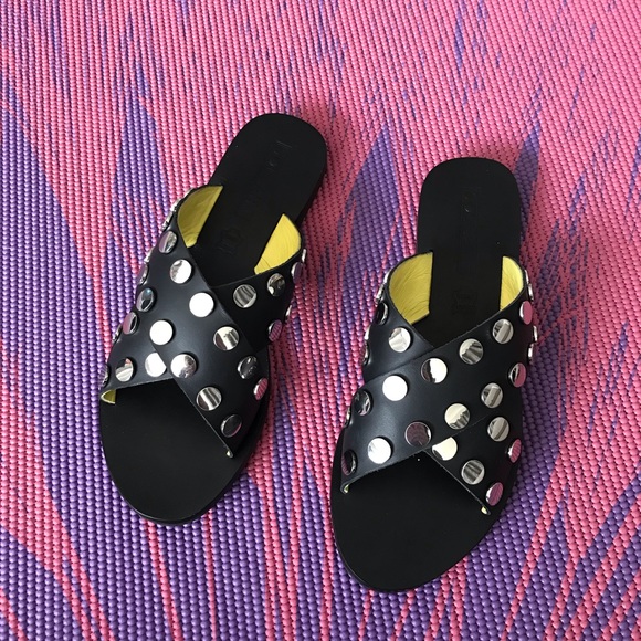 SOL SANA Leather Studded Slide Sandals - Picture 5 of 8